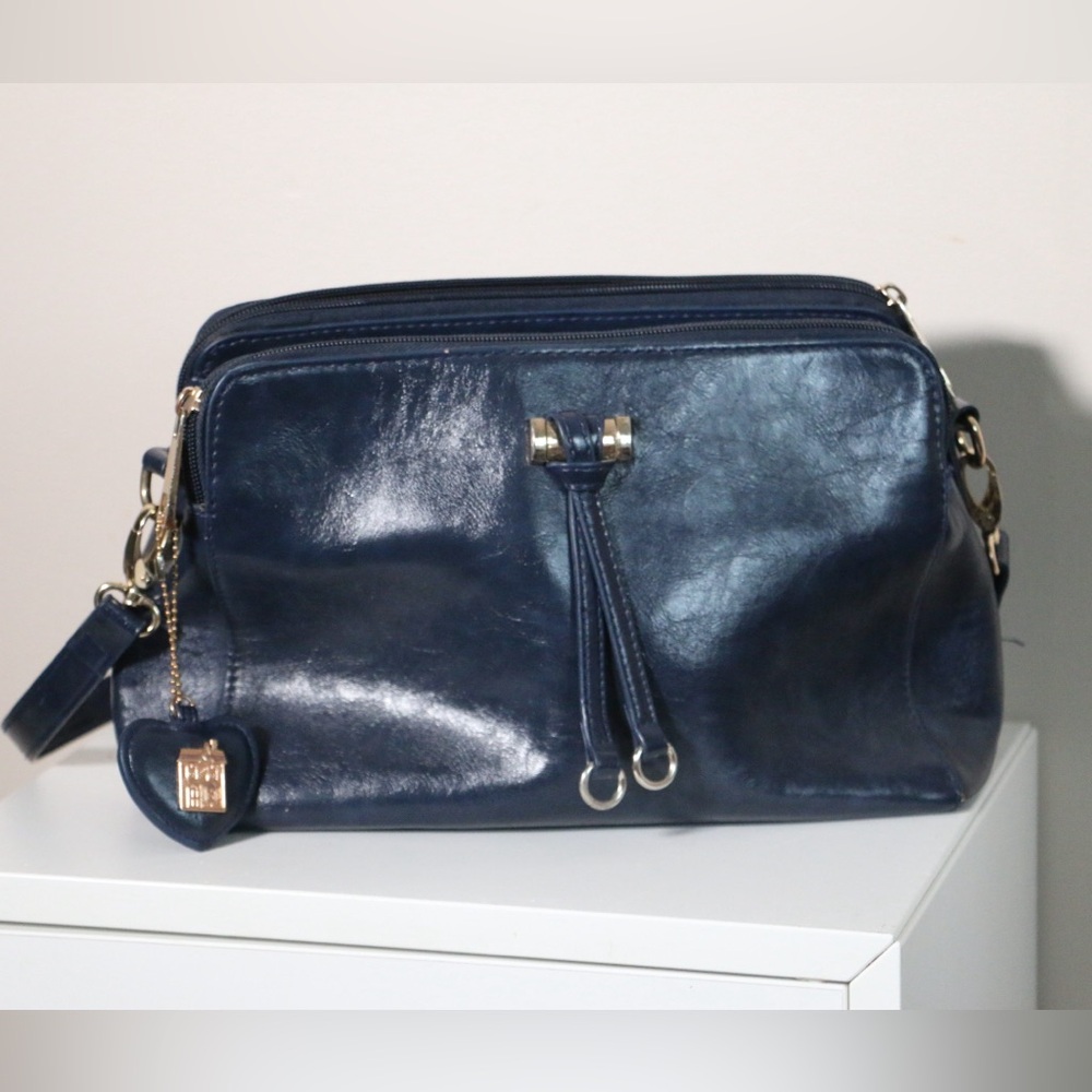 Pink House purse Toronto Canada Structured  shoulder Bag Navy blue
